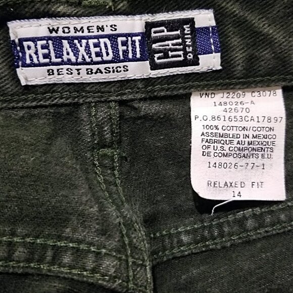 Vintage GAP Best Basics Green Wash Denim Jeans High Waist Tapered Mom Fit Sz 14 - Picture 2 of 12